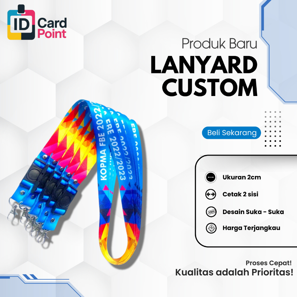 

Cetak Tali Lanyard Sublim Bahan Tali Tisu Hasil Warna Tajam Ukuran 2cm 2sisi