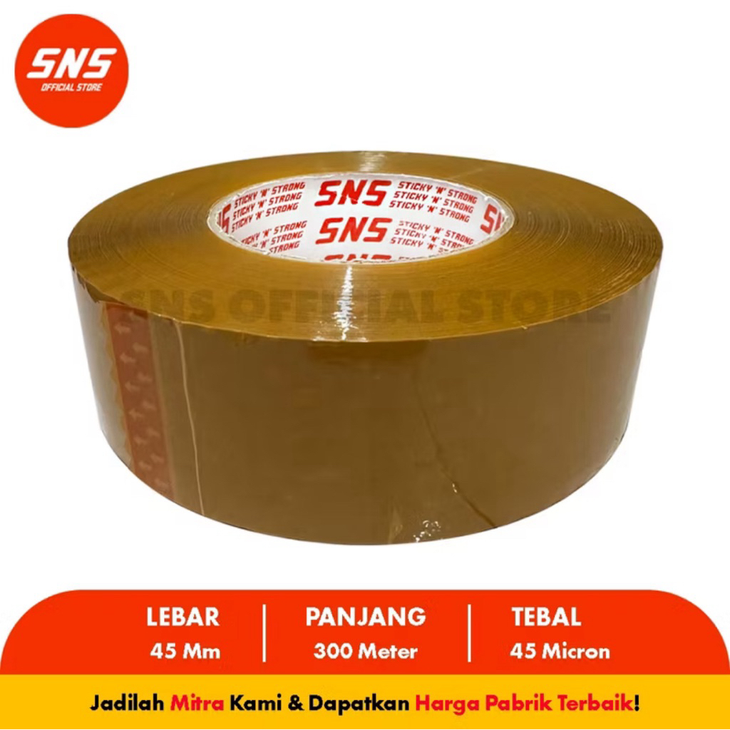

Lakban Coklat 500 Yard 300 Meter FULL Coklat SNS Sticky N Strong / Lakban Coklat 2 Inchi / lakban coklat tebal / lakban coklat sns / lakban besar / isolasi besar / lakban kuat