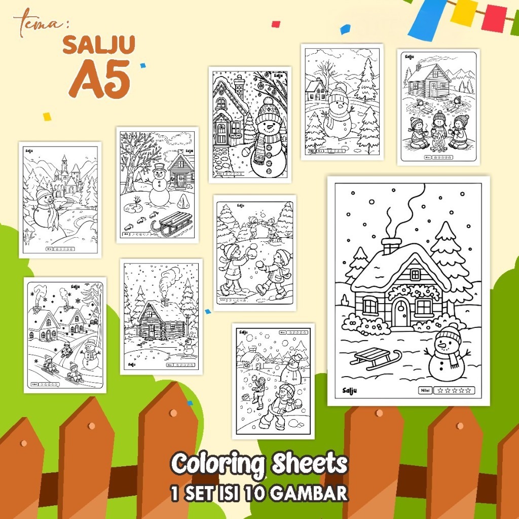 

(A5) KERTAS MEWARNAI ANAK - COLORING SHEETS KODE SALJU - LEMBAR MEWARNAI ANAK PAUD/TK/SD