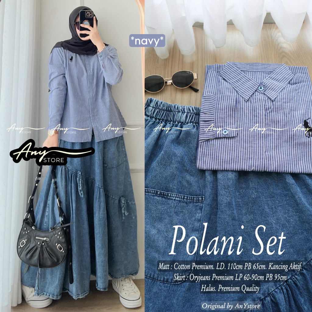 Polani set Friska Icika Kemeja Flanel Import N&D Kemeja Wanita Jumbo LD 120 XL XXL Kemeja Tunik Baju