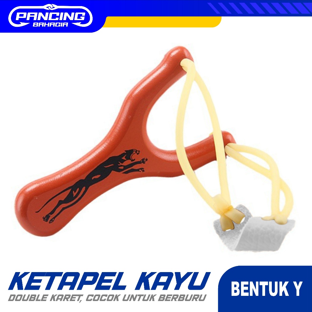 Pancing Bahagia - Mainan Ketapel Kayu Polos Plitur Perangkap Ikan Kuat dan Kokoh