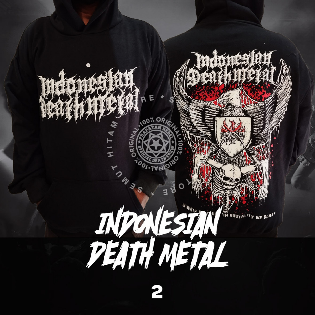 Sweater Hoodie IDDM INDONESIAN DEATH METAL Pullover Band Musik Metal Prapatan Rebel Heaven Hell