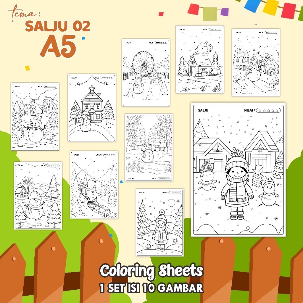 

(A5) KERTAS MEWARNAI ANAK - COLORING SHEETS KODE SALJU 02 - LEMBAR MEWARNAI ANAK PAUD/TK/SD
