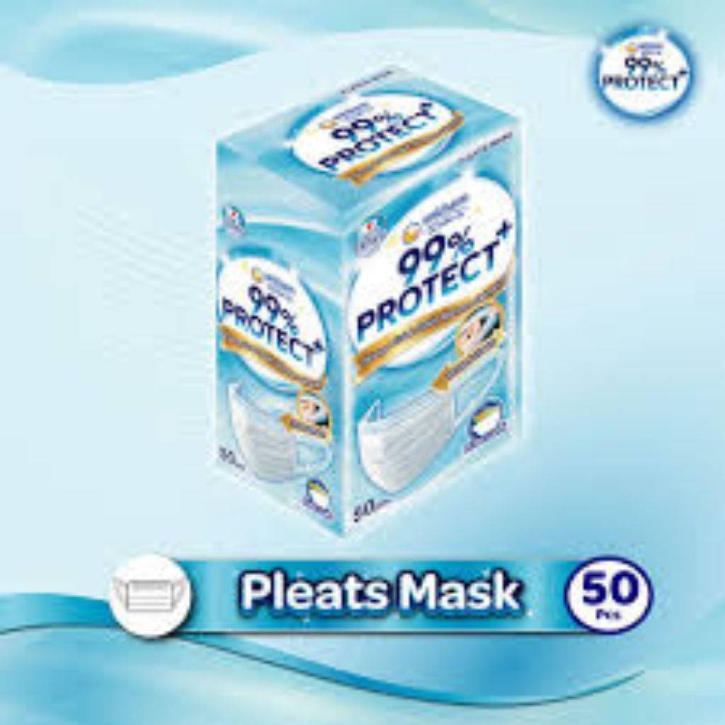 Masker Unicharm 99% Protect + Pleats isi 50 (Tanpa Box)