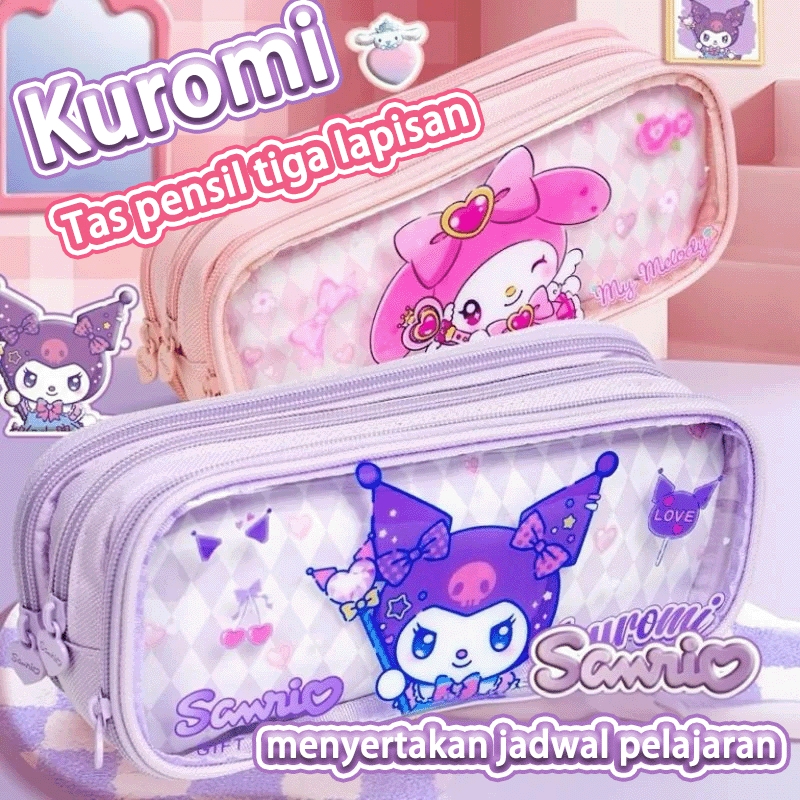 

SANRIO Pensil Case 3 Resleting Kapasitas Besar Tempat Pensil Character Cinnamoroll Kuromi Melody
