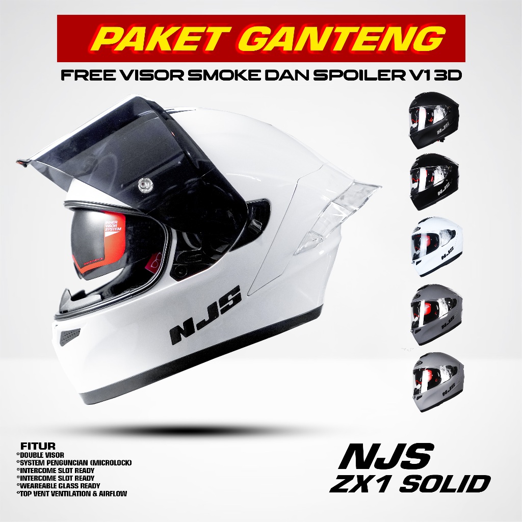 HELM NJS ZX-1 SOLID DOUBLE VISOR - HELM FULLFACE NJS FULLSET