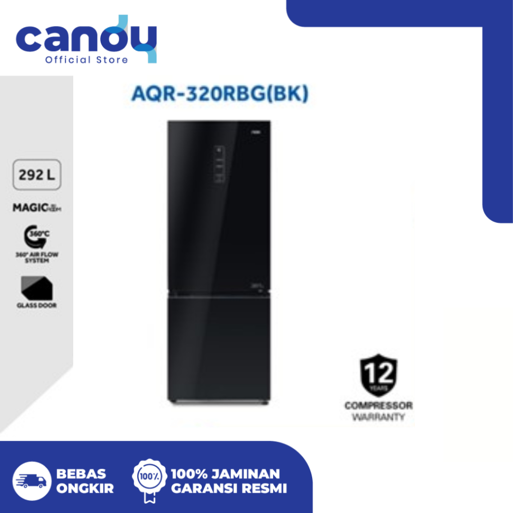AQUA Elektronik Kulkas 2 Pintu Inverter AQR-320RBG(BK)