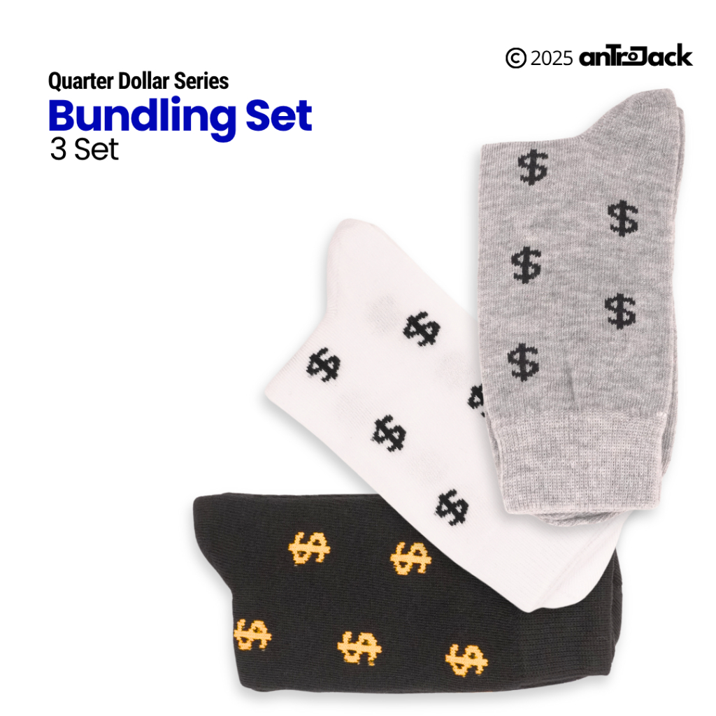 ANTROJACK - Kaos Kaki Bundling Set 3PCS Oldschool Quarter Dollar