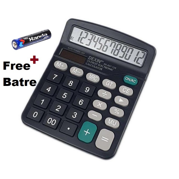 

Kalkulator Daya Surya 12 Digit Dexin KK-837-12S Free Batre
