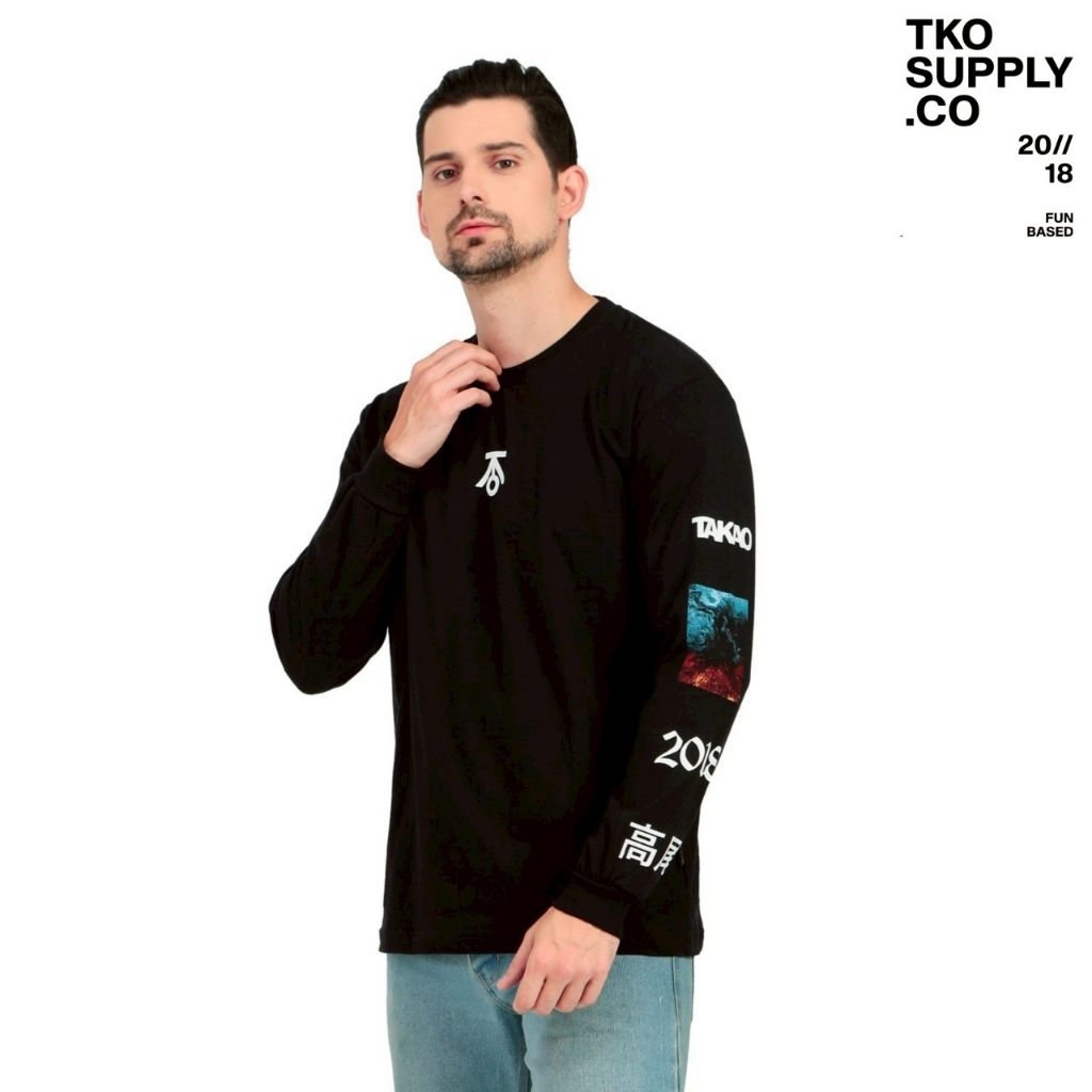 TAKAO- Kaos Tshirt LongSleeve Pria Original Takao - Kaos Tangan Panjang Combed 24s