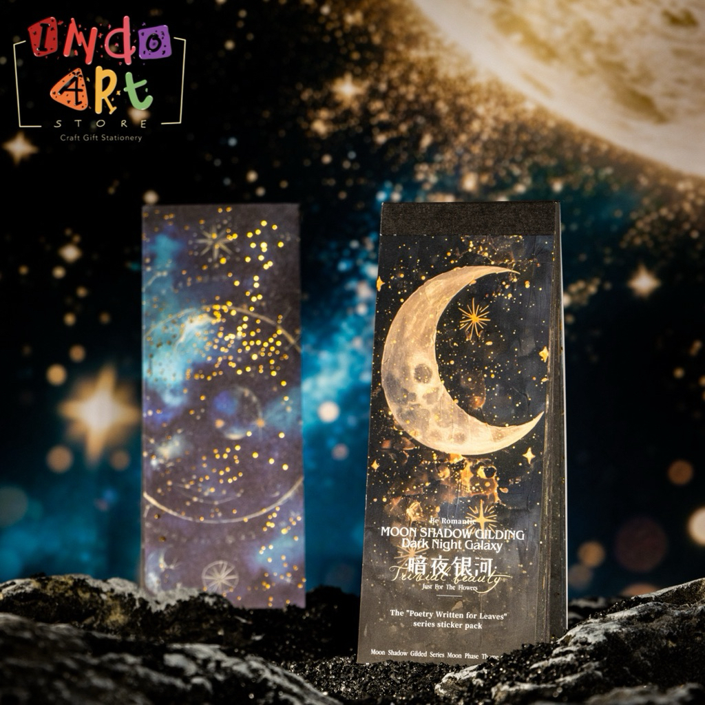 

(IAS) Material Paper Kertas Deco Journal Gold Foil Emboss Star Planet Milkyway Galaksi Rasi Bintang Starry Nihht