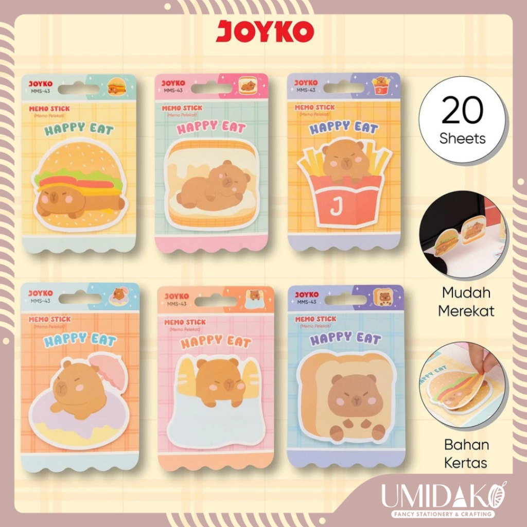 

[UMIDAKO] STICKY NOTE | MEMO PELEKAT JOYKO TIDAK MERUSAK KERTAS MOTIF KARAKTER CAPYBARA MMS-43