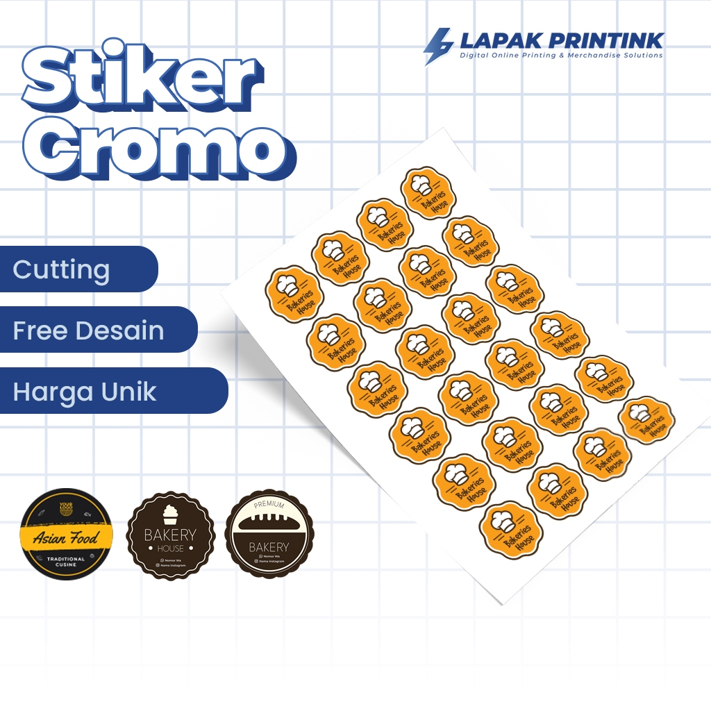 

Stiker Label Kemasan Produk Bulat Custom - Sticker Cromo Cutting Bulat