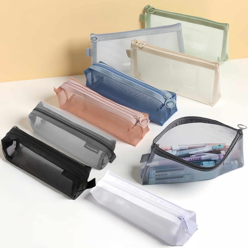 

Tas Penyimpanan Jaring Transparan Sederhana: Tempat / Tas Pensil , 3D / Sterioskopik Berkapasitas Besar dengan Ritsleting, untuk Alat Tulis, Kosmetik, Uang, Kartu, dan Perlengkapan Mandi, Portabel untuk Ujian Siswa dan Sub Kemasan Perjalanan