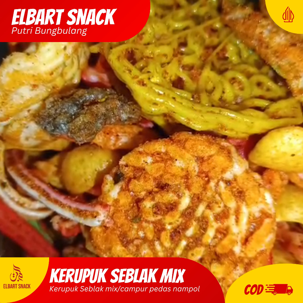 

KERUPUK SEBLAK MIX/CAMPUR PEDAS DAUN JERUK ISI 500gr