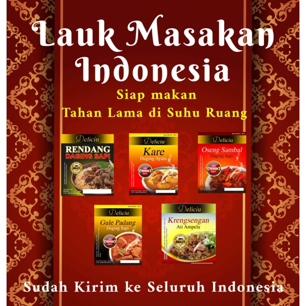 

Deliciu Indonesia Lauk Siap Saji Langsung Dimakan Tahan Lama di Suhu Ruang (Tanpa Pengawet)