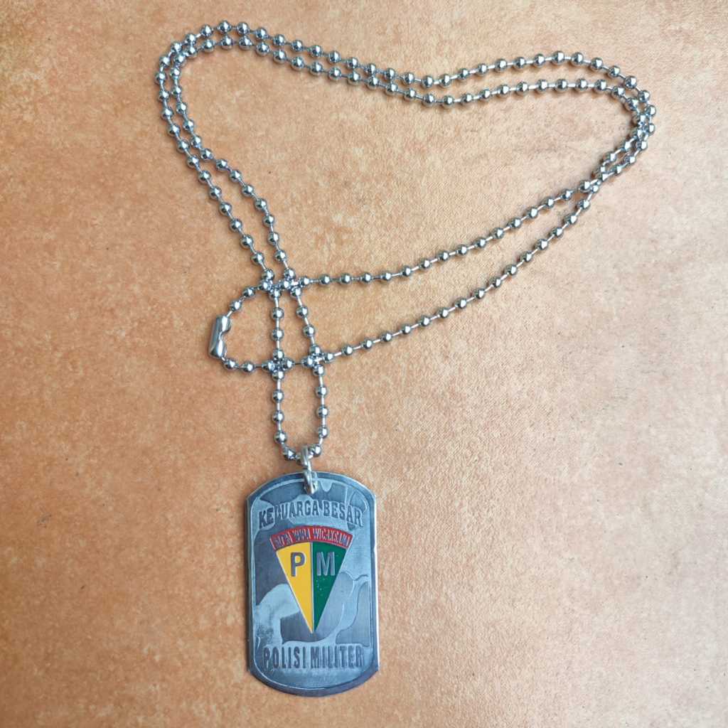 dog tag kalung logo polisi militer stainles anti karat