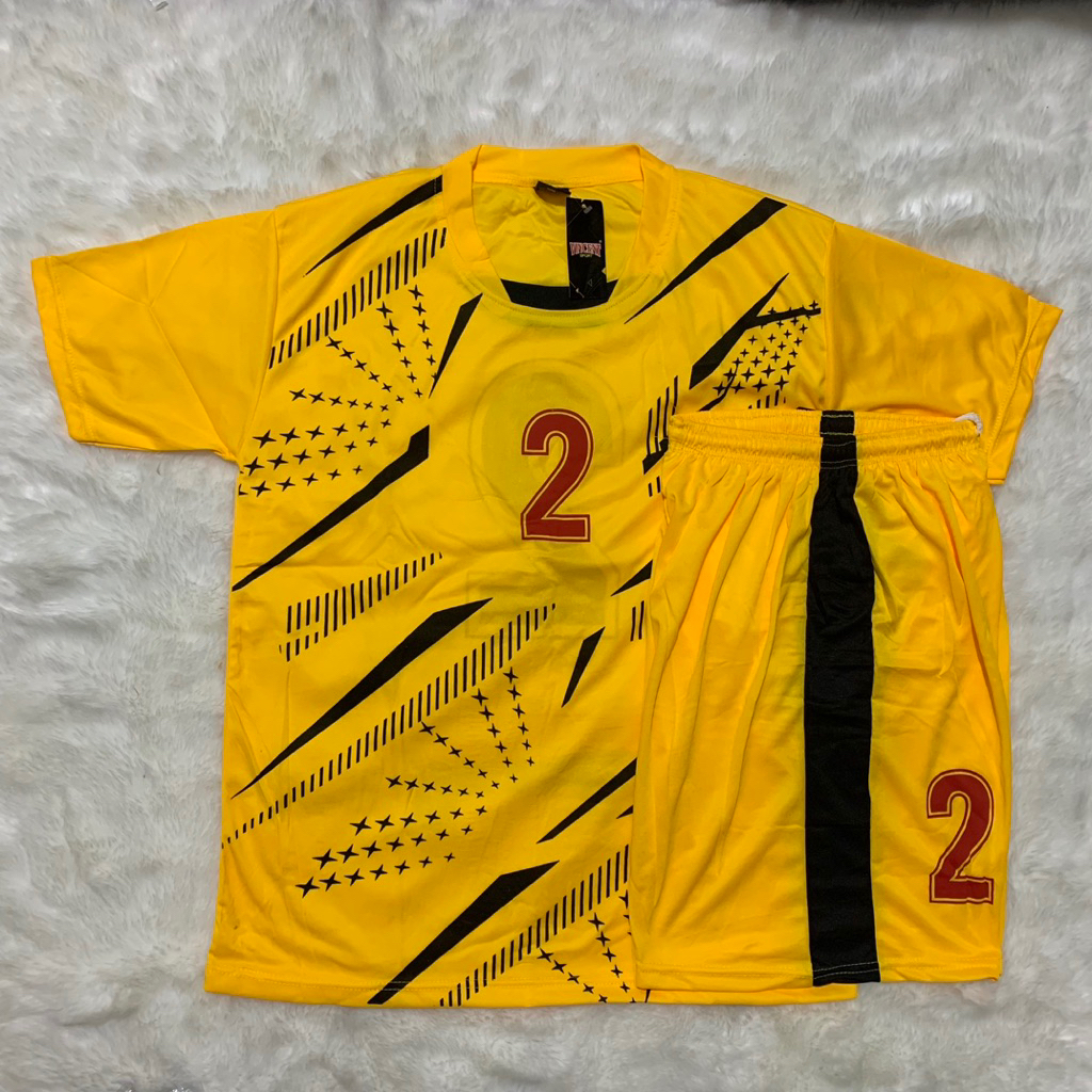 Kaos Team Bola isi 18stel Size L Kuning-Hitam