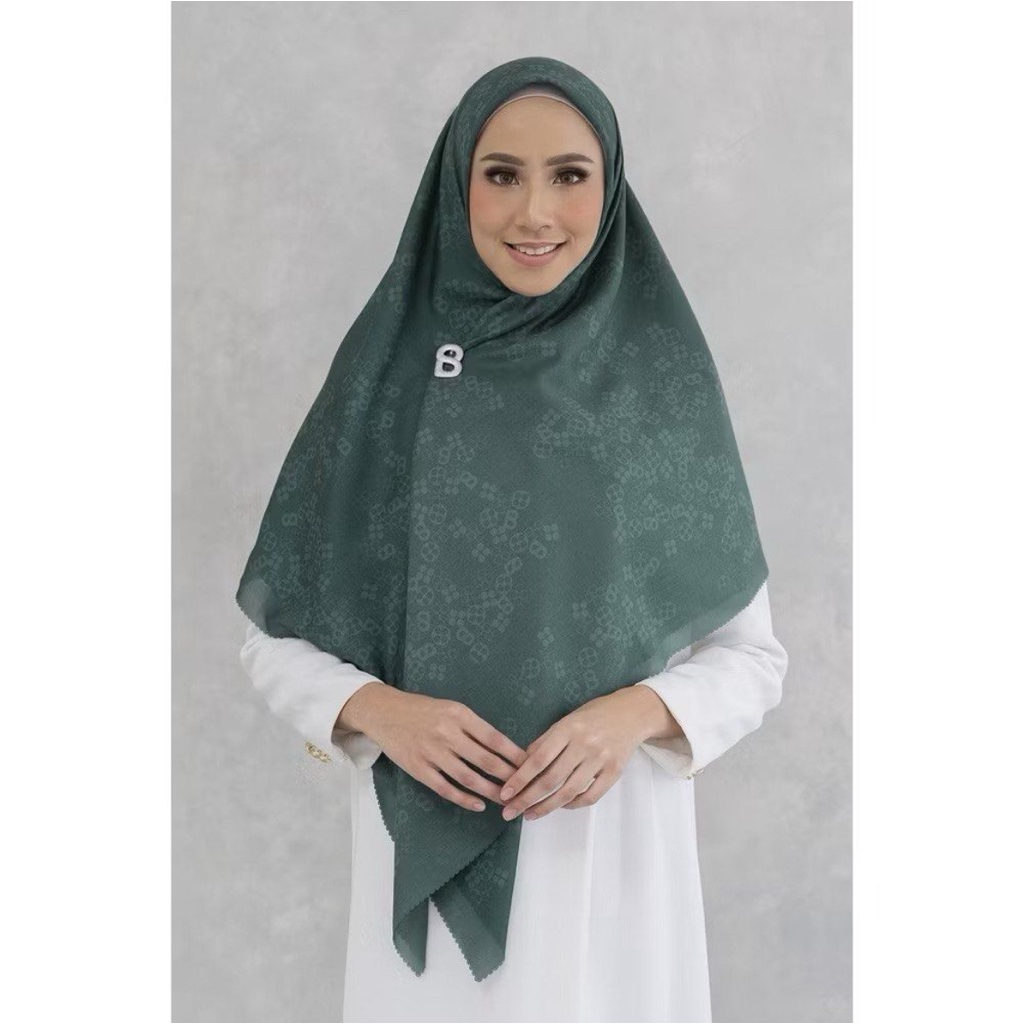 Buttonscarves XL - Monogram Scramble Voile Square (Basil)