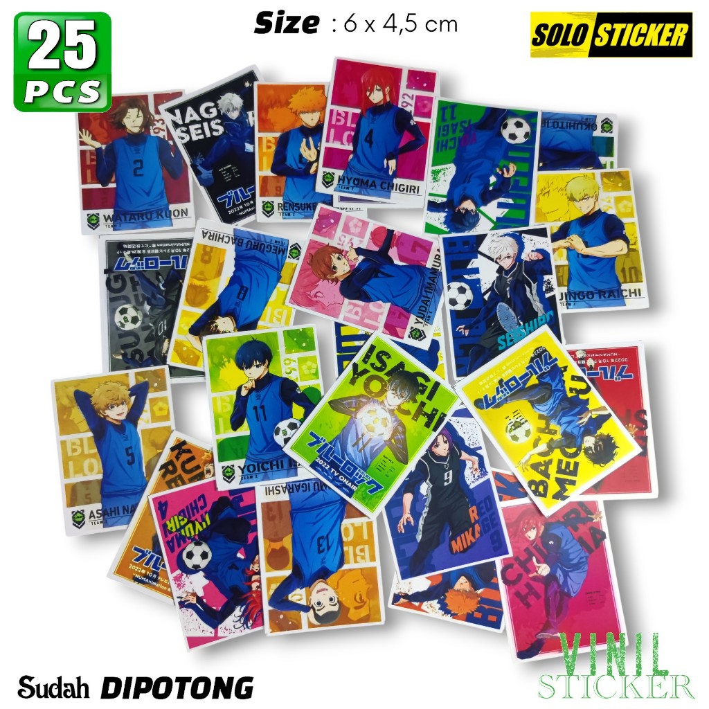 

25 pcs STICKER Anime Blue Lock VINIL ANTI AIR - SUDAH DIPOTONG