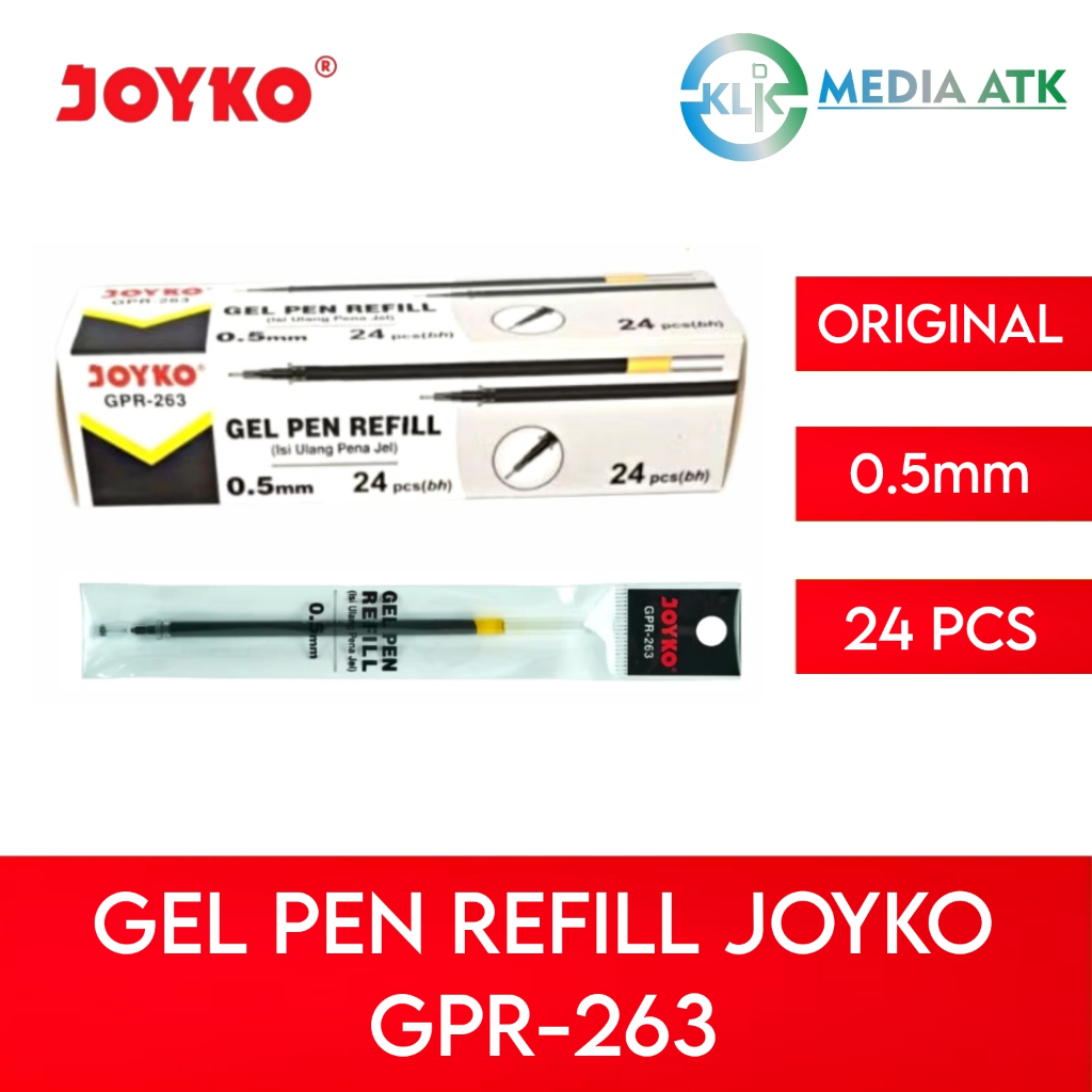 

Isi Ulang Gel Pen Refill Joyko GPR-263 0.5mm - 24 Pcs