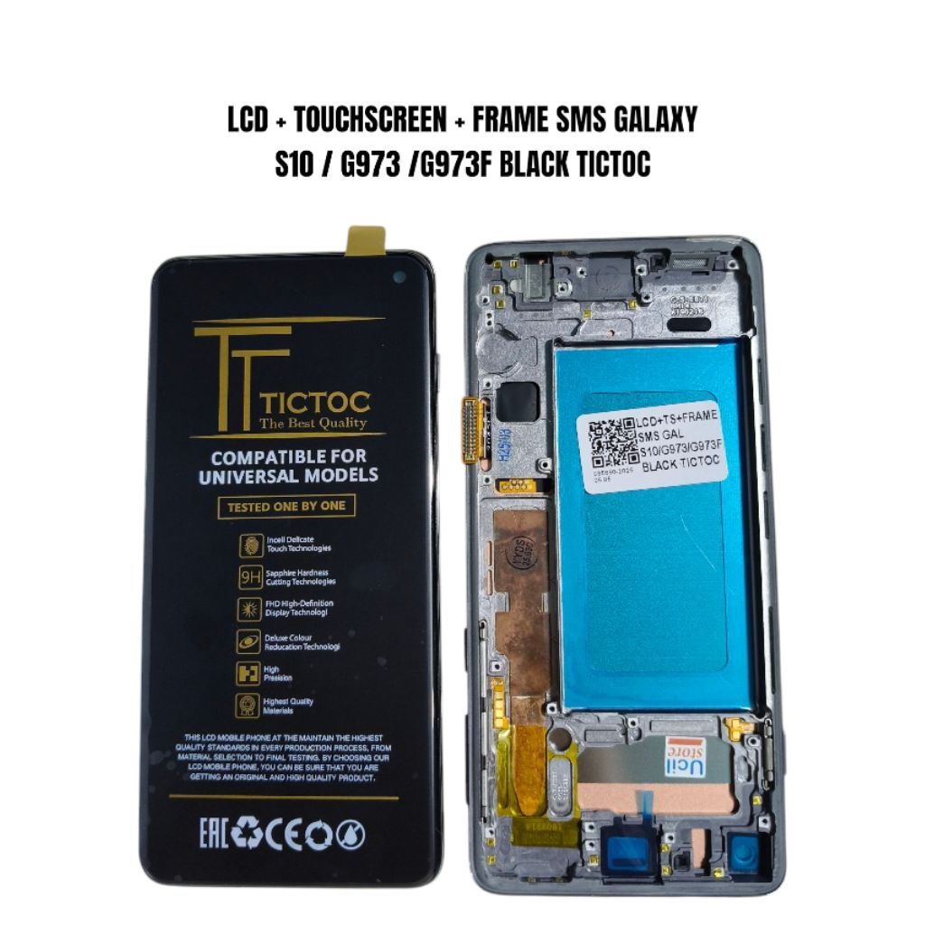 LCD TOUCHSCREEN FRAME SAMSUNG GALAXY S10 / G973 /G973F BLACK TICTOC