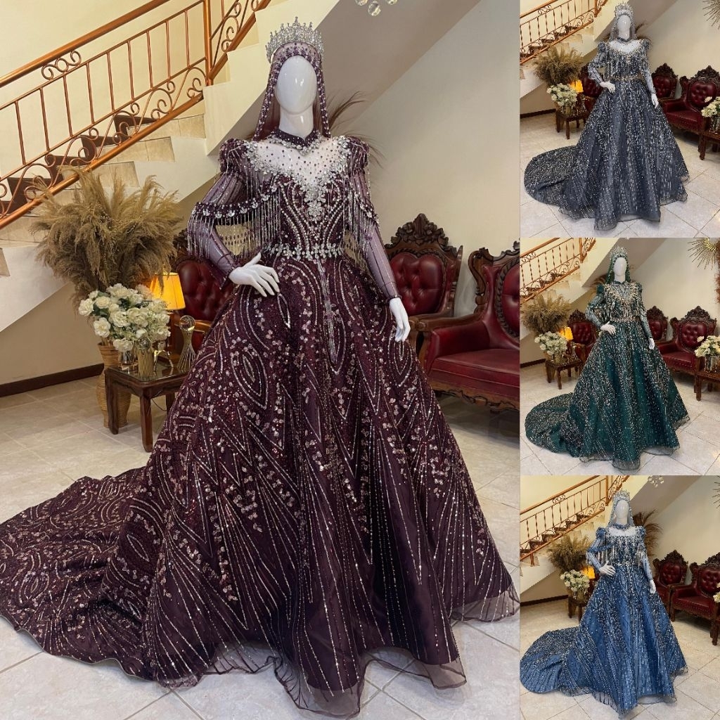 Gaun pengantin luxury mewah / Gaun pengantin premium / Gaun pengantin mewah murah