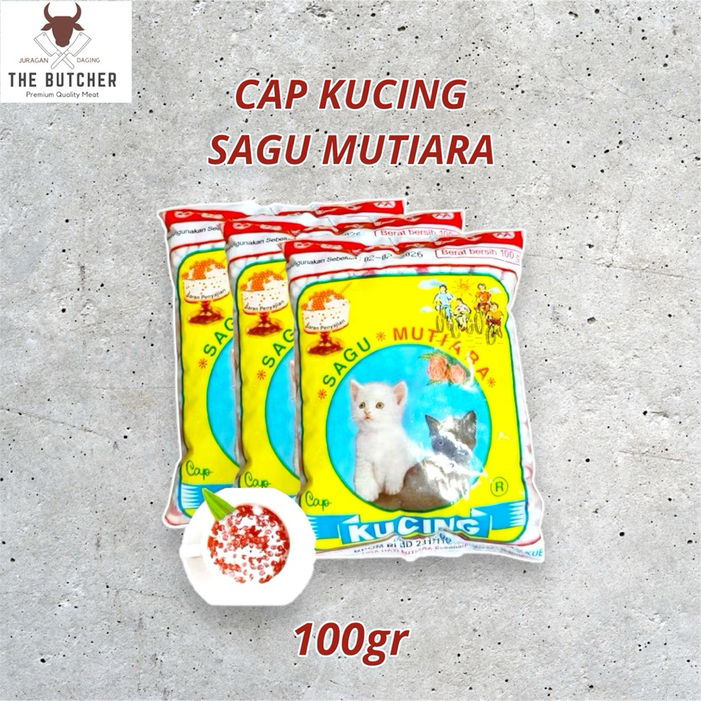 

Sagu Mutiara Cap Kucing 100gr / Bubur / Pacar Cina / Cendol Dawet
