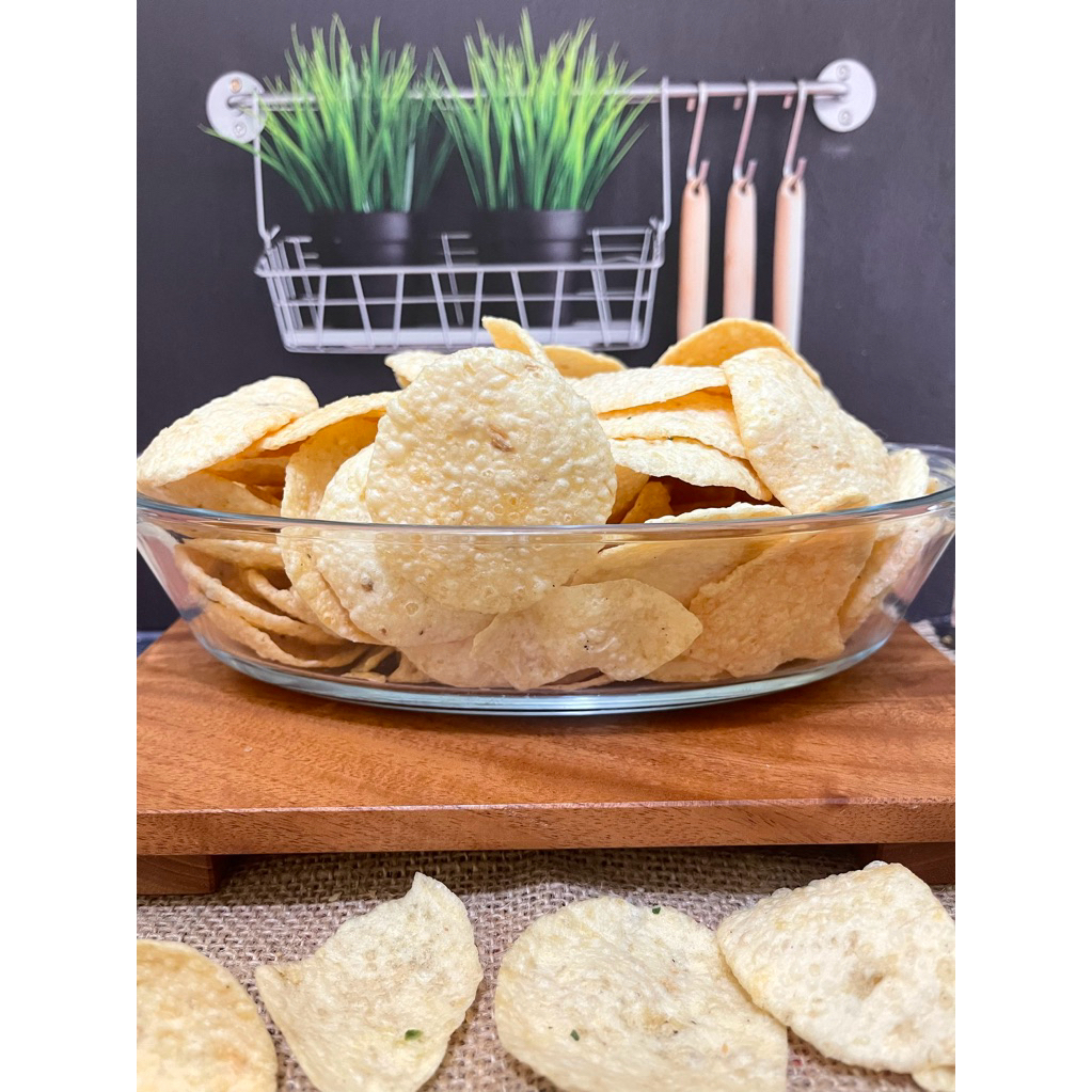 

Opak Singkong Mini Daun Bawang / Opak Kucai Mini Gurih renyah