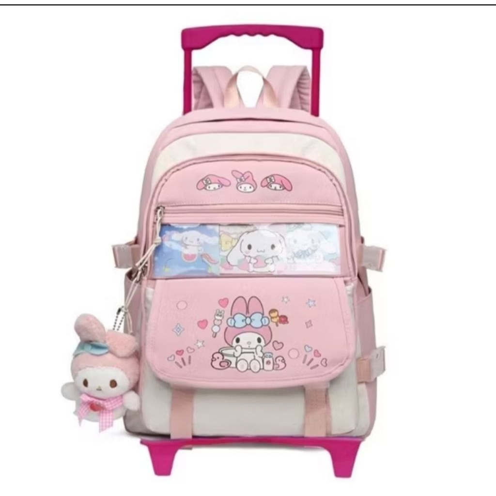 Tas troli tas sekolah anak perempuan SD tas roda