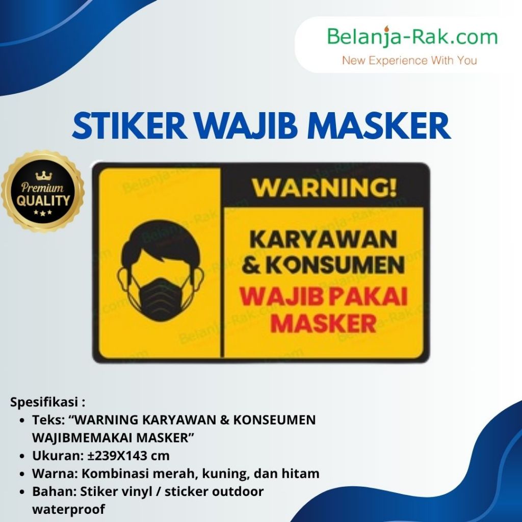 

Sticker Himbauan Wajib masker Untuk Pintu
