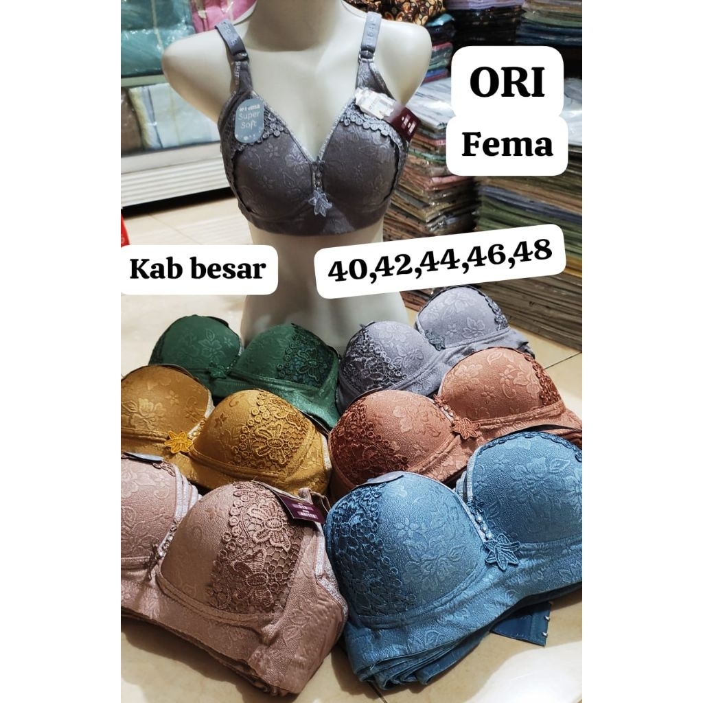 BH Jumbo FEMA Cup C Model Brukat Tampa Kawat/ Bra Cup Besar Fema