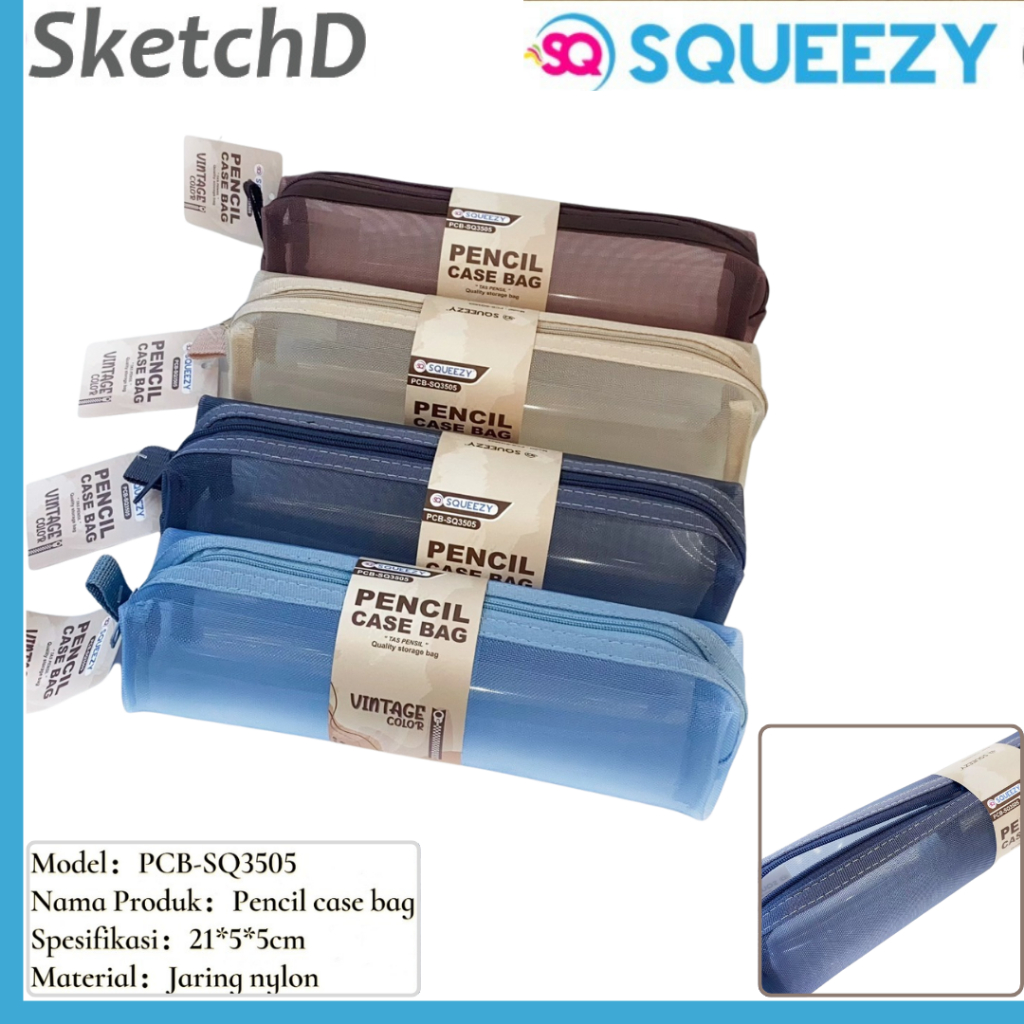 

Kotak Tempat pensil bahan kanvas nilon Squeezy 3505 Pencil Case Box Canvas