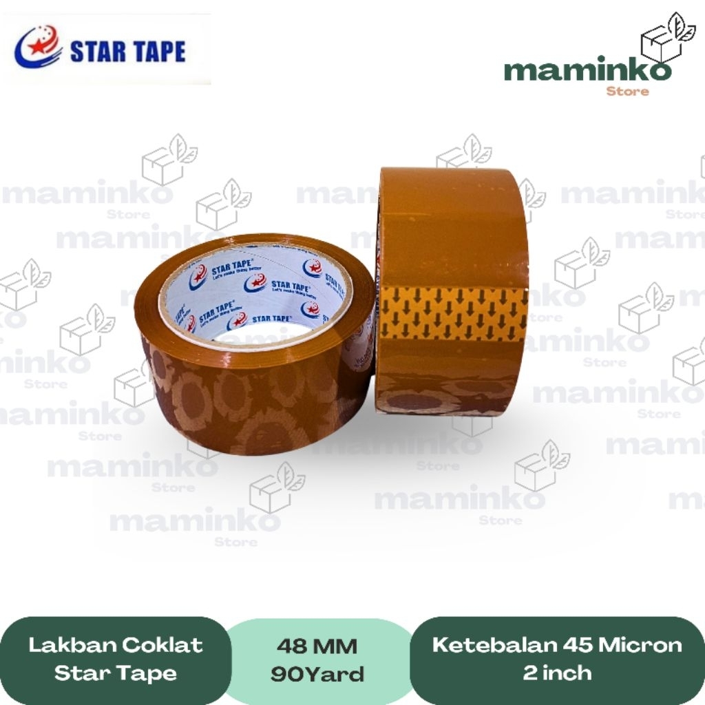 

Lakban Bening Star Tape Uk 48MM x 90Yard - COKLAT