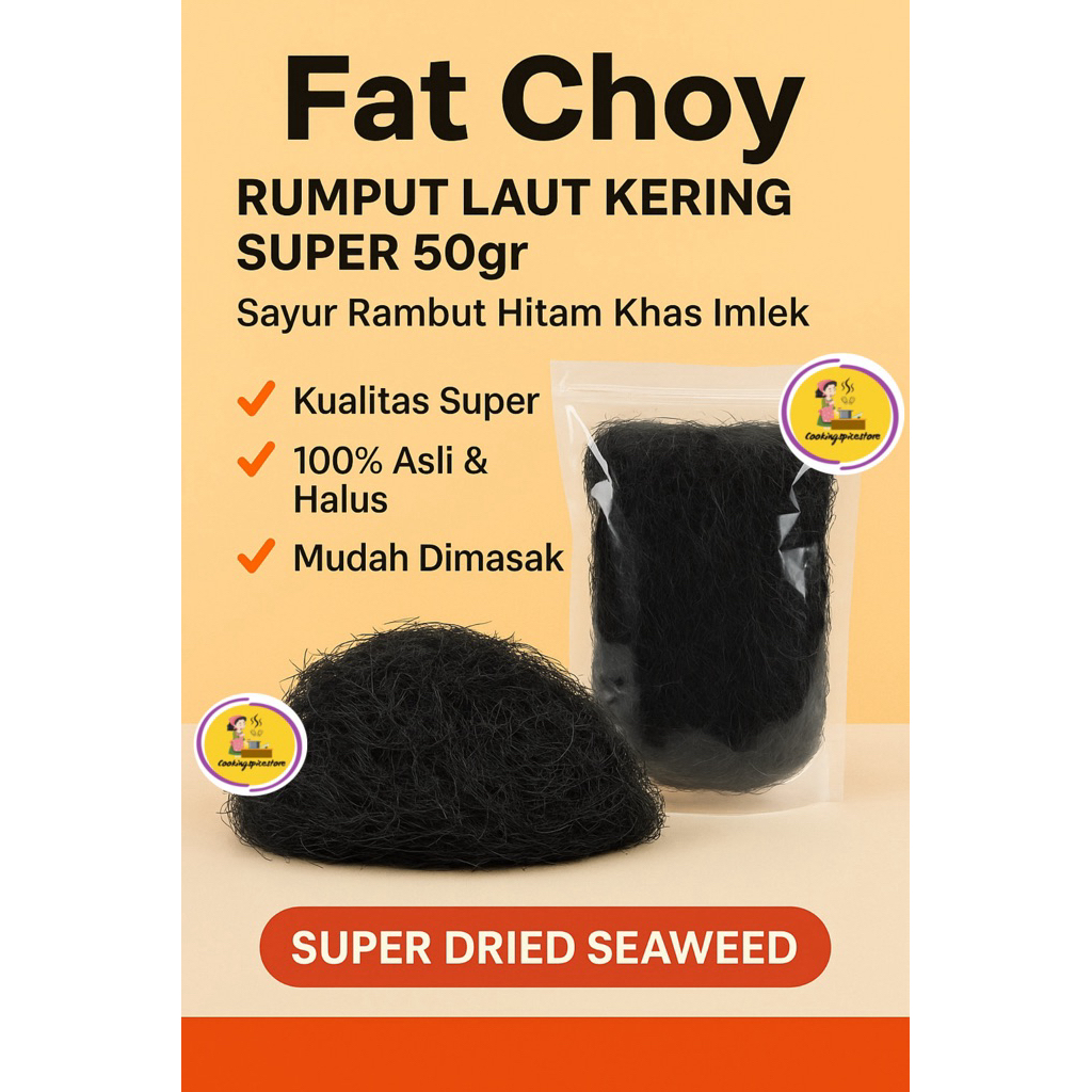 

Fat Choy Rumput Laut Kering Super l | Sayur Rambut Hitam Khas Imlek / Dried Seaweed Fatchoy 50gr - 100gr