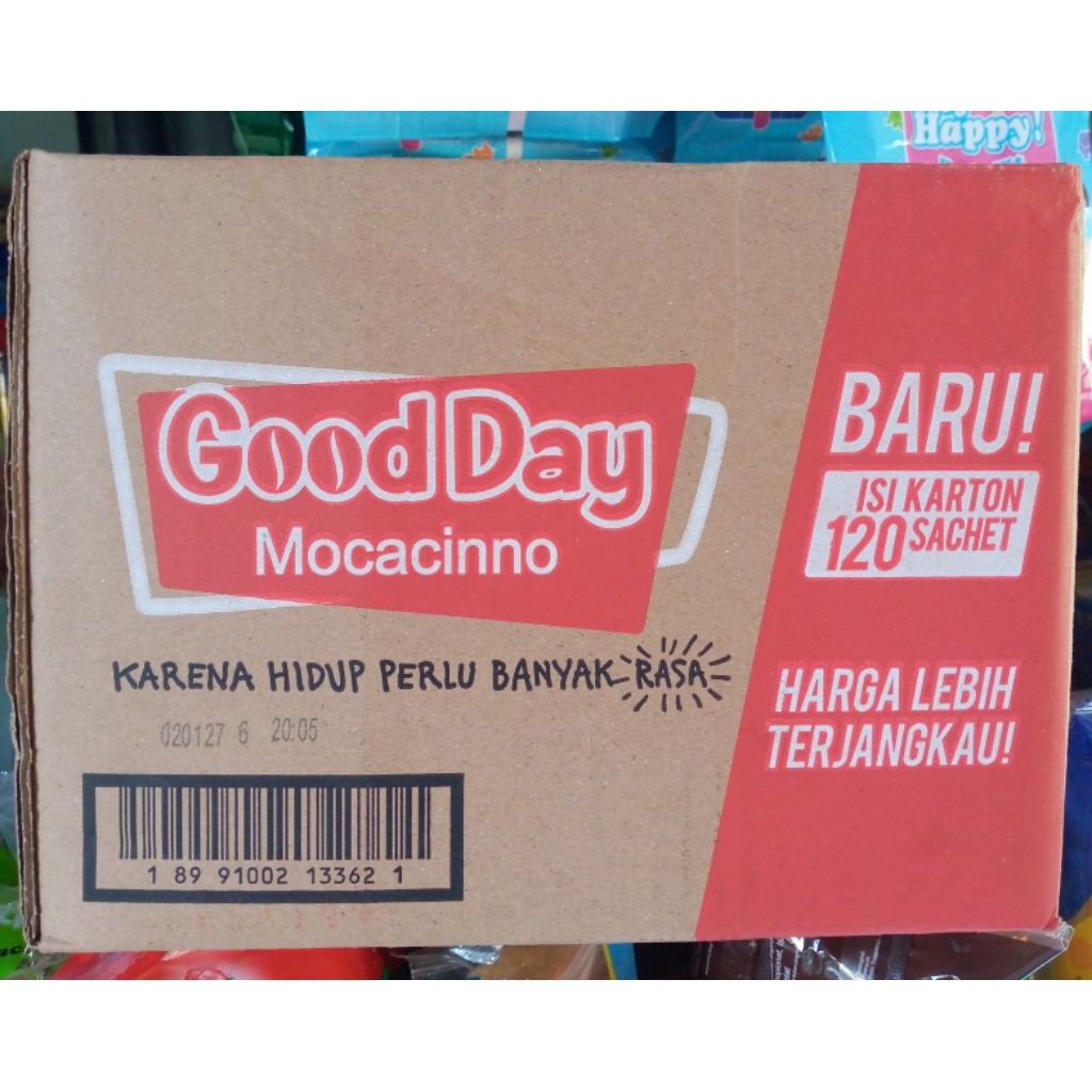 

kardus bekas good day mocacino merah//kardus packing//kardus bekas kopi cino