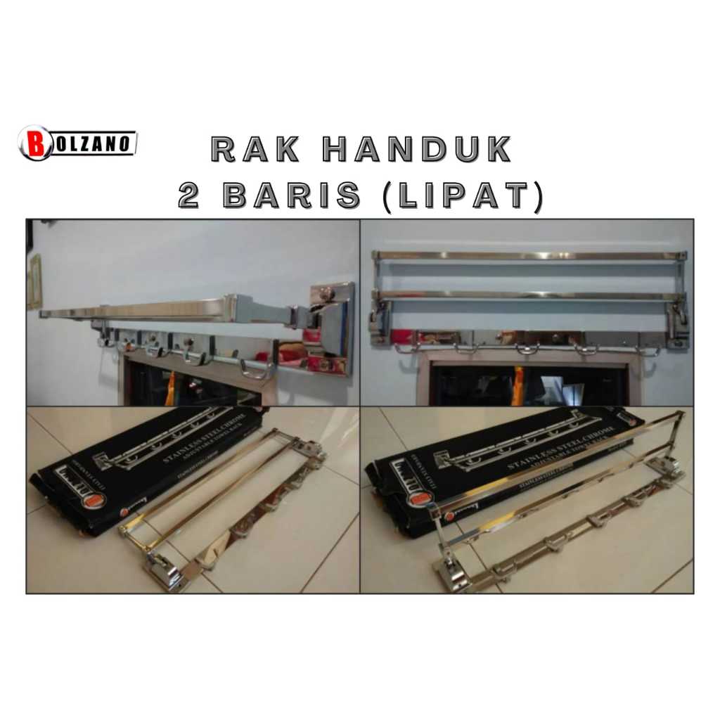 Rak Handuk Lipat 2 Baris Bolzano Rak Gantungan Handuk BOLZANO