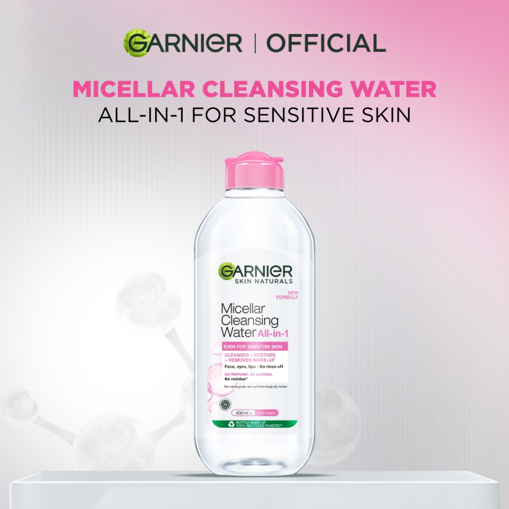 GARNIER Micellar Water Pink Skin Care 400ml Skincare Cleansing - Pembersih Wajah & Make up untuk Kul