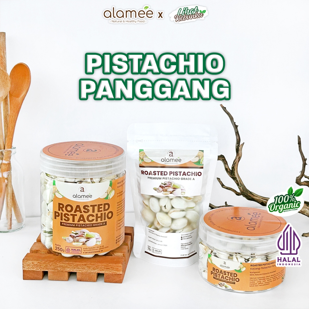 

ALAMEE Pistachio Kacang Pistacio Panggang Fustuk Roasted Organic Dalam Cangkang Renyah LIHAT KEBUNKU