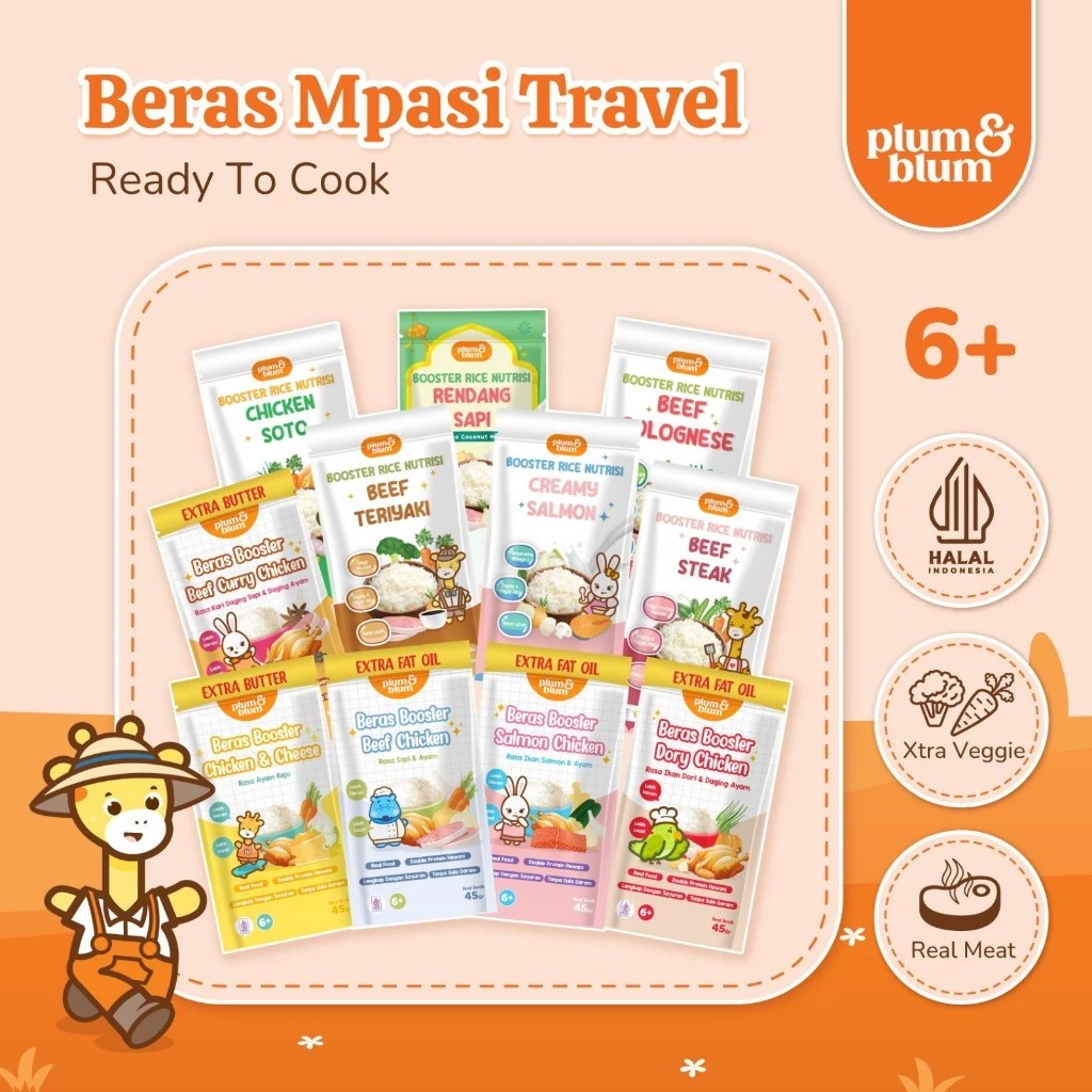 Plum & Blum Beras Nutrisi Siap Masak Travel Size - 45 Gr / Plum and Blum MPASI