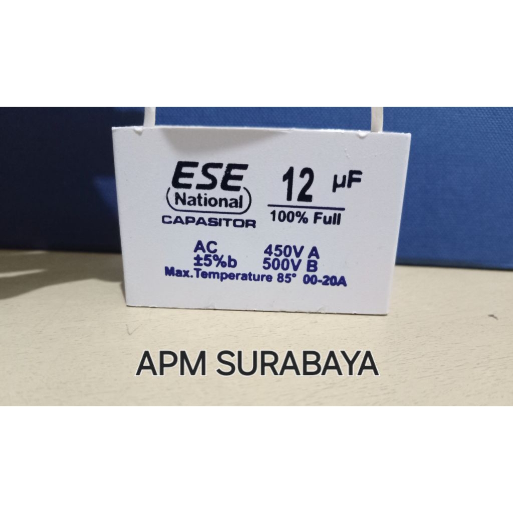 KAPASITOR KOTAK 12 UF KABEL PRESS ESE/ KAPASITOR/ KAPASITOR KOTAK/ KAPASITOR MESIN/ KAPASITOR AIR/ K