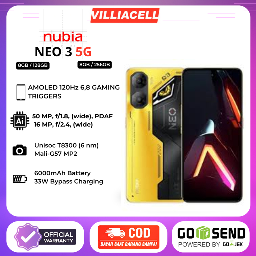 [5G] ZTE NUBIA NEO 3 5G 8/256GB GARANSI RESMI - Unisoc T8300
