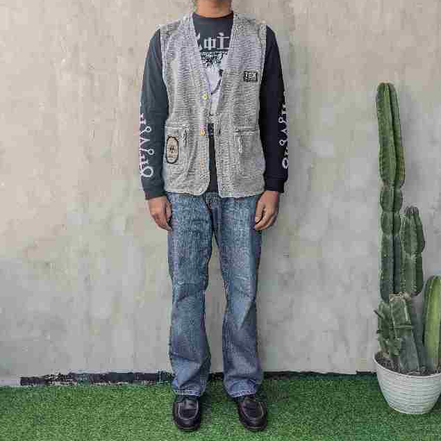 JACKET VEST DENIM TEX WOOD