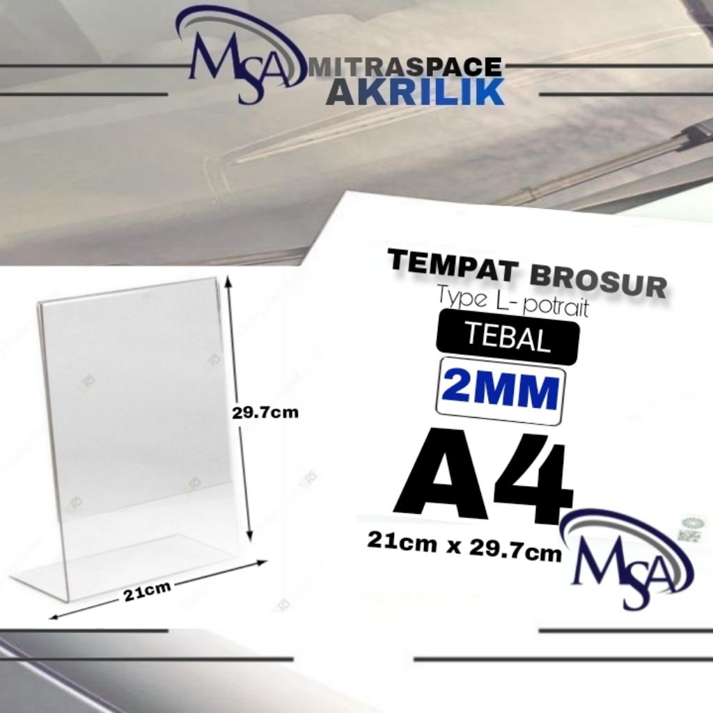 

Tempat Brosur / tent holder Akrilik Display Potrait A4 Type L