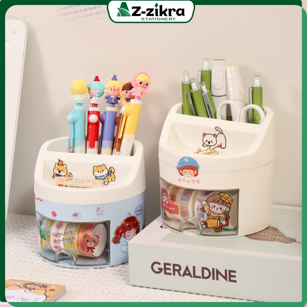 

EC Kotak Penyimpanan Alat Tulis dengan Laci Aesthetic Lucu / Pen Holder Kotak Penyimpanan Pulpen Desk Storage Organizer Multifungsi / Kotak Pensil Import Az Zikra Stationery C970