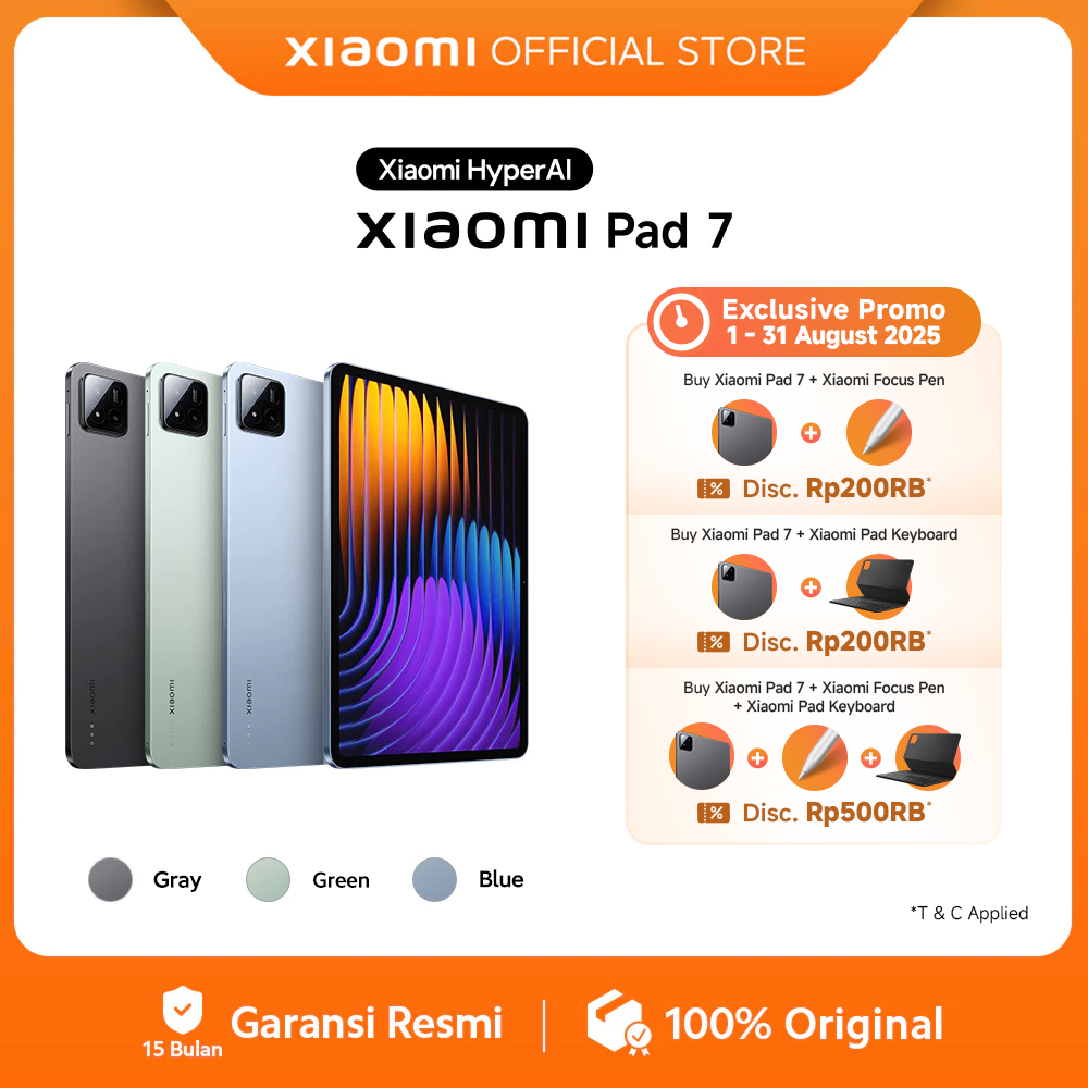 Xiaomi Pad 7 (8/256GB) | Snapdragon 7+ Gen 3 | Layar 11.2 3.2K 144Hz Dolby Vision Atmos | Ultra-thin & lightweight | Xiaomi HyperAI [Official Store]