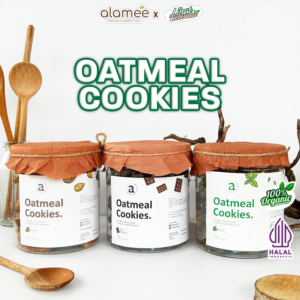 

ALAMEE Oatmeal Cookies - Cemilan Almond Matcha Dark Choco Snack Kue Sehat Healthy Snack Cookie 225gr LIHAT KEBUNKU