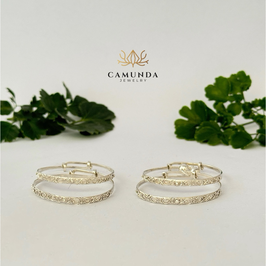 gelang bayi perak motif jejawanan satu set