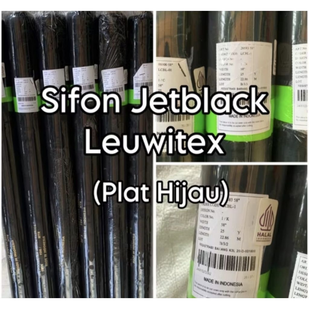 KAIN SIFON JETBLACK PREMIUM - BAHAN KAIN SIFON SILKY, fentatex [Harga Per 0,5m/50cm] Bisa untuk cada