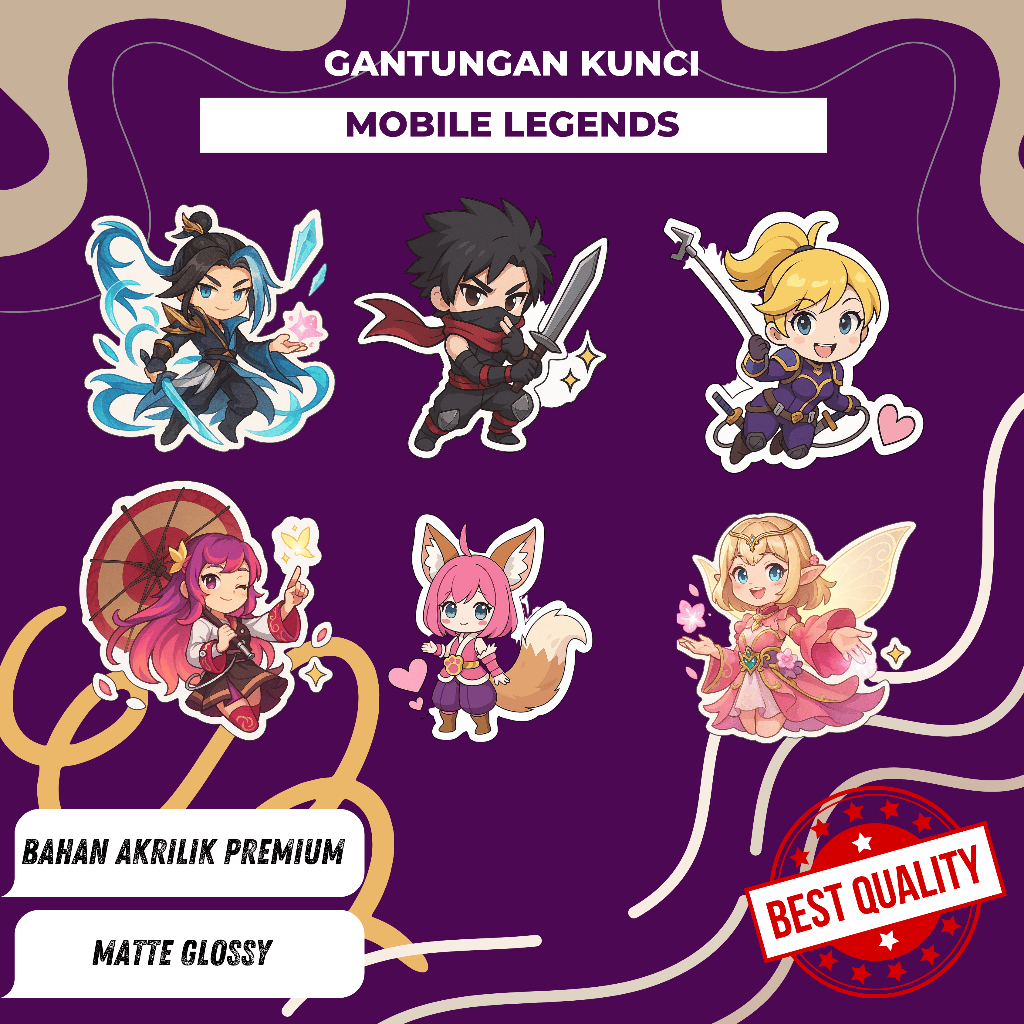 Gantungan kunci mobile legends ganci hero ml fanny ling lancelot angela nana